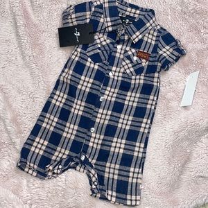PLAID NAVY BLUE ROMPER
